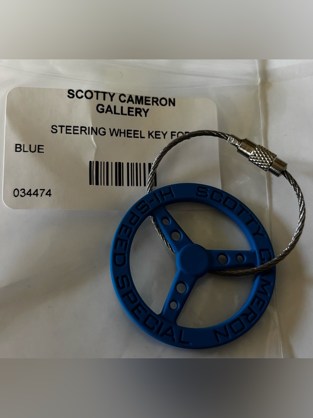 NWT Scotty Cameron Gallery Key Fob Steering Wheel Blue Golf